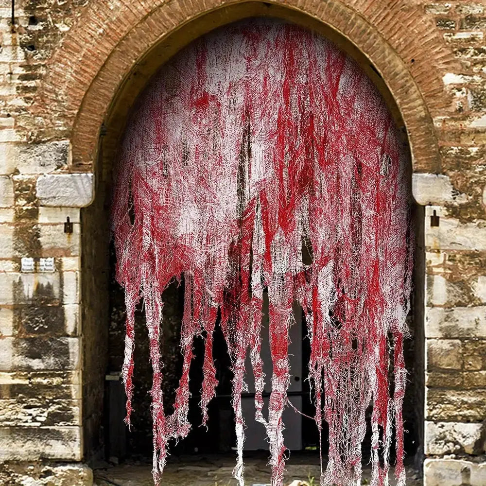 Bloody Gauze Door Curtain | Halloween Cloth Prop | Horror Party Decor
