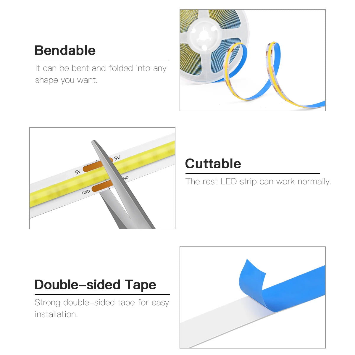 LED Strip Light | 320 LEDs/m | Dimmable Touch Sensor 5V | 1m 2m 3m 4m 5m