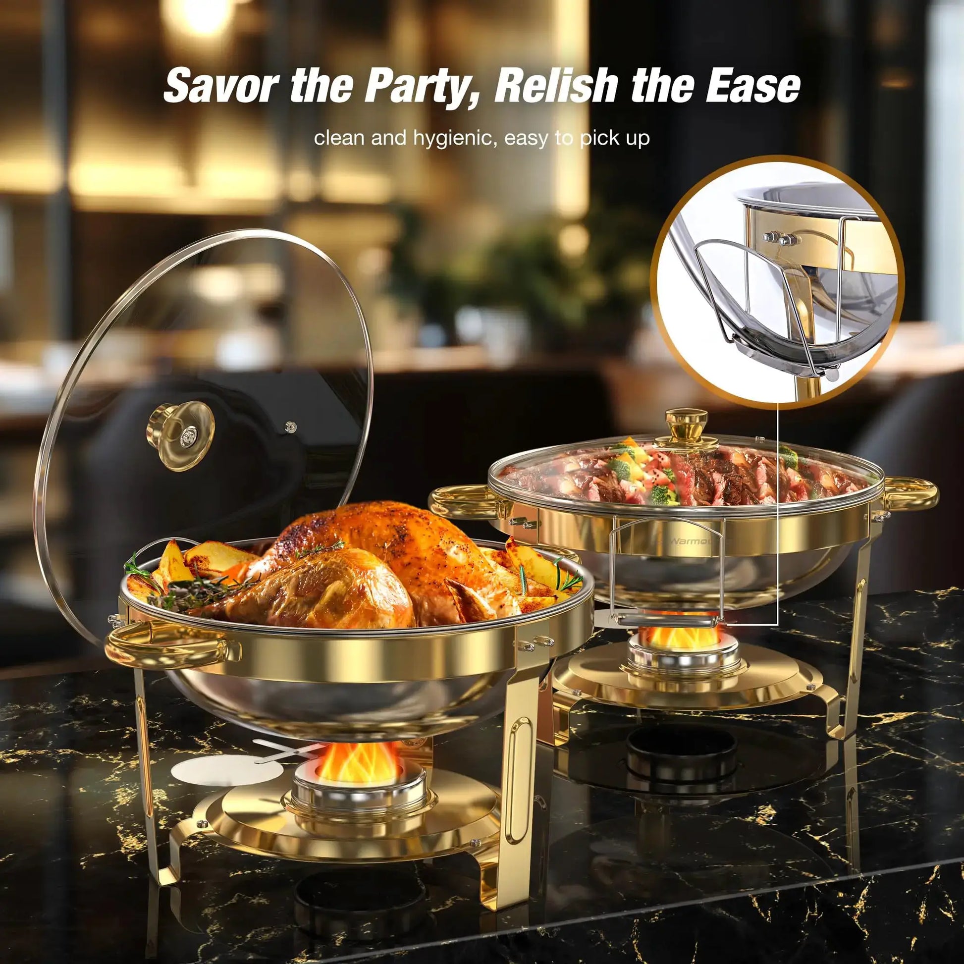 2/4 Pack Chafing Dishes for Buffet 5QT Round Stainless Steel Chafing Dish Set for Home Parties, Christmas Buffet Warmer Set from PriceLows™