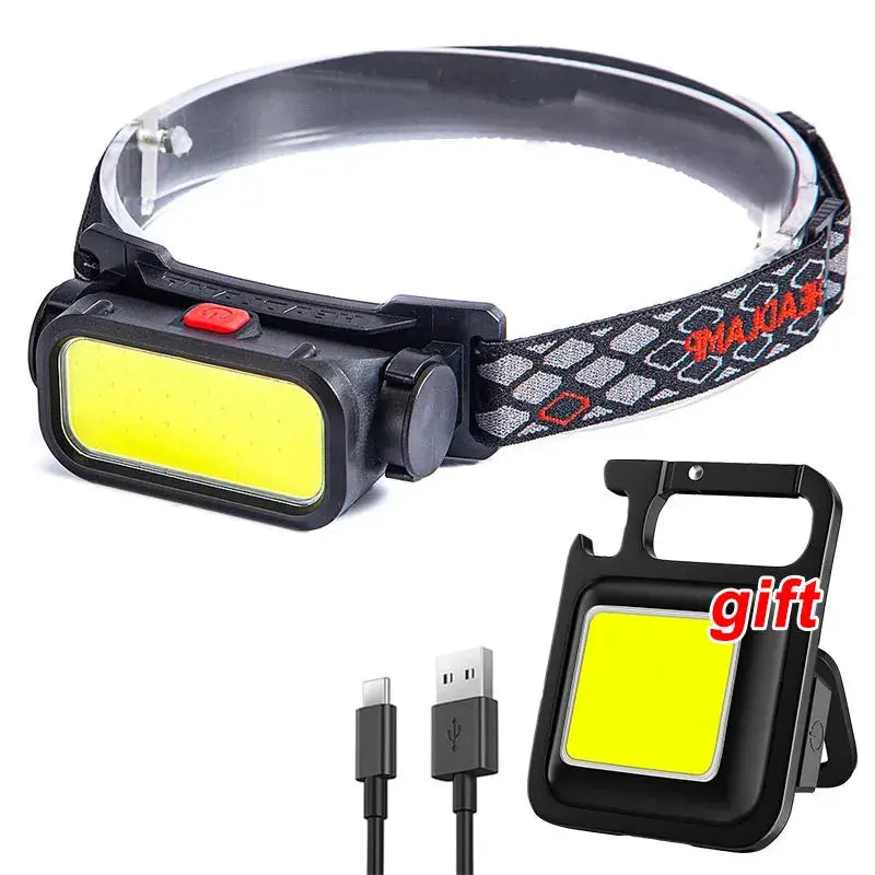 Powerful COB LED Headlamp USB Rechargeable 4 Modes Lighting Head Flashlight With 18650 Built in Battery Camping Fishing Lantern from PriceLows™