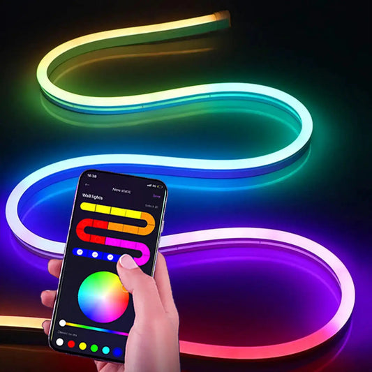Neon LED Strip Lights 1m 2m 3m Silicone Neon Rope Light Music Sync DIY APP MeRGBW Multicolor Chasing Strip Tape Room Wall Decor from PriceLows™