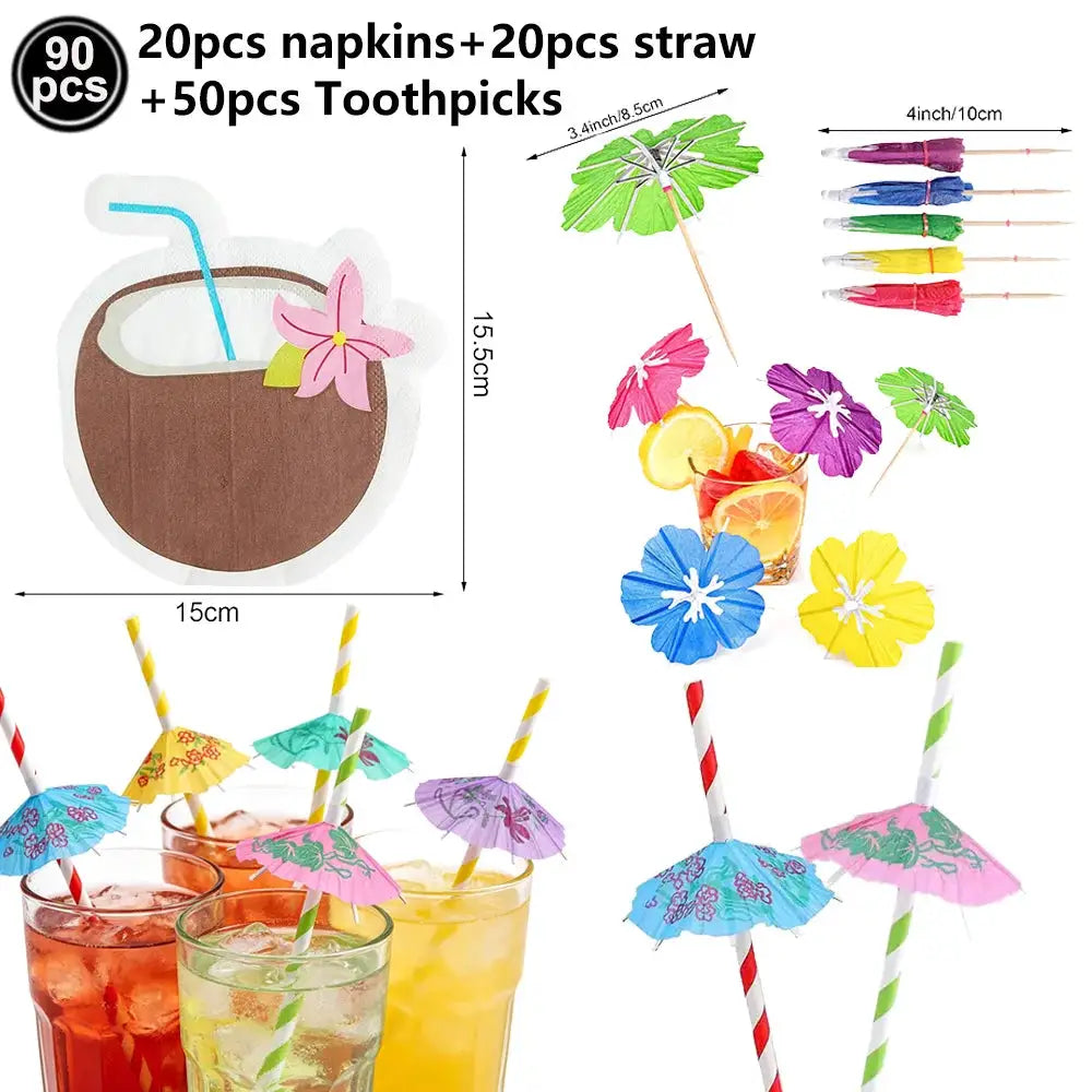 Surf Beach Party Tableware | Paper Plates Napkins Cups | Tattoos And Snack Tray