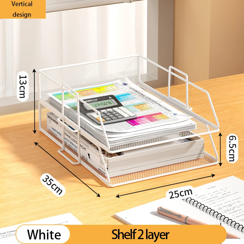 Desk Organizer | 4 Tier Stackable | Metal | Black Finish