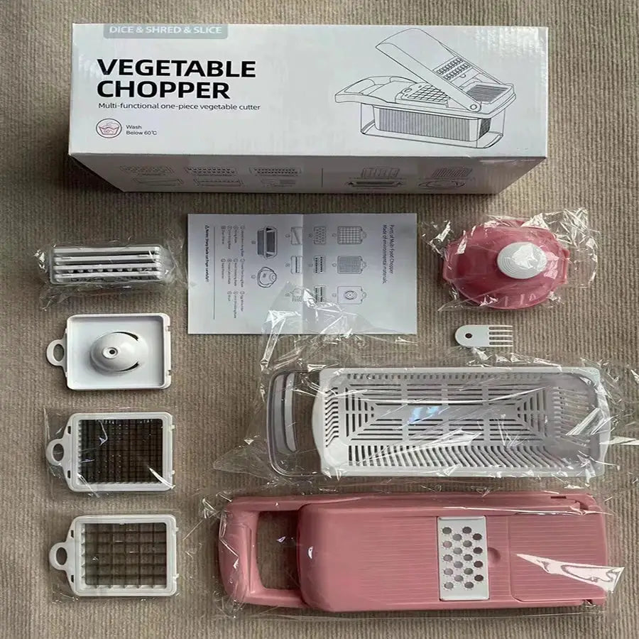 Vegetable Chopper | 15 Piece Set | Stainless Steel Blades | Detachable