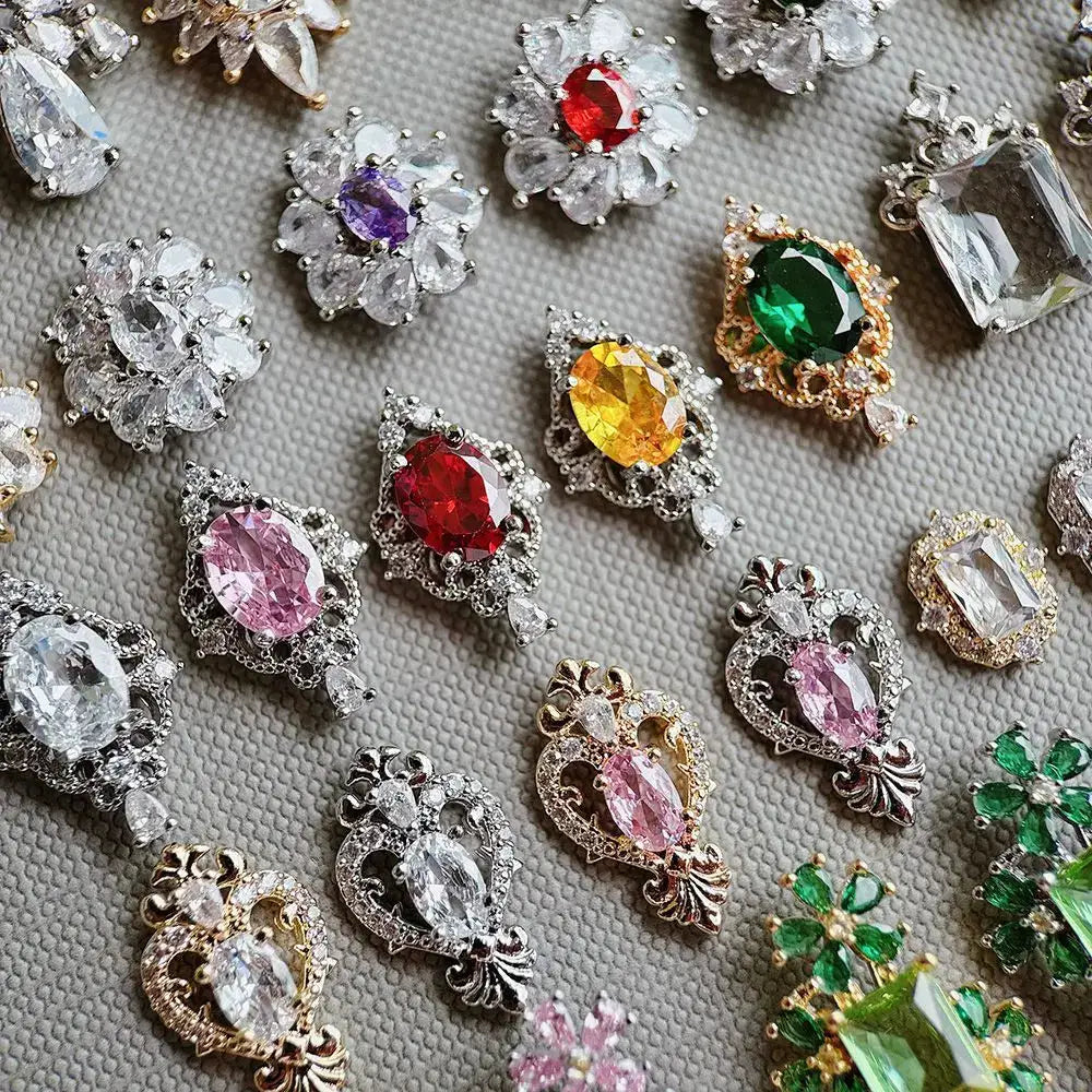 10pcs Luxury Flower Laurel Wreath Zircon Metal Nails Jewelry Decorations DIY Wearing Nail Art Accessories Charms Parts Supplies from PriceLows™