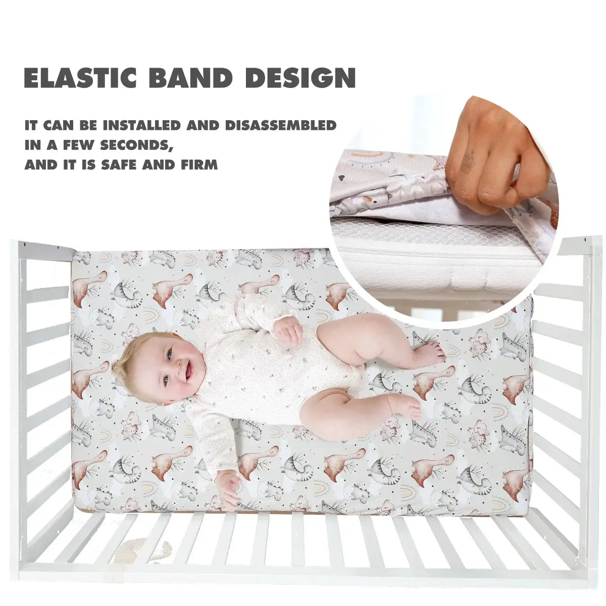 Elinfant 2PCS Cozy Fitted Crib Sheet,Mattress Cover,Newborn Changing Pad Cover,Baby Fitted Bassinet Bed Sheet from PriceLows™