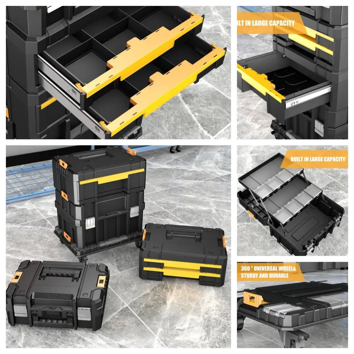 AIRAJ MultiFunctional Tier Stackable Rolling Plastic Portable Folding Tool Storage Box , Suitable for Garage Storage from PriceLows™
