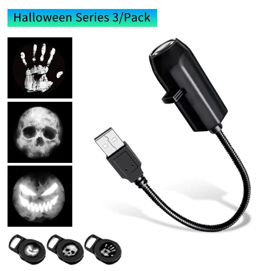 USB Projection Lamp | Mini Black Plastic | USB Powered | Switchable Disk