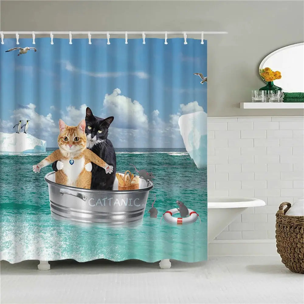 Funny Shower Curtains Bathroom Curtain With Hooks Decor Waterproof Cat Dog 3d Bath 180*180cm Creative Personality Shower Curtain from PriceLows™