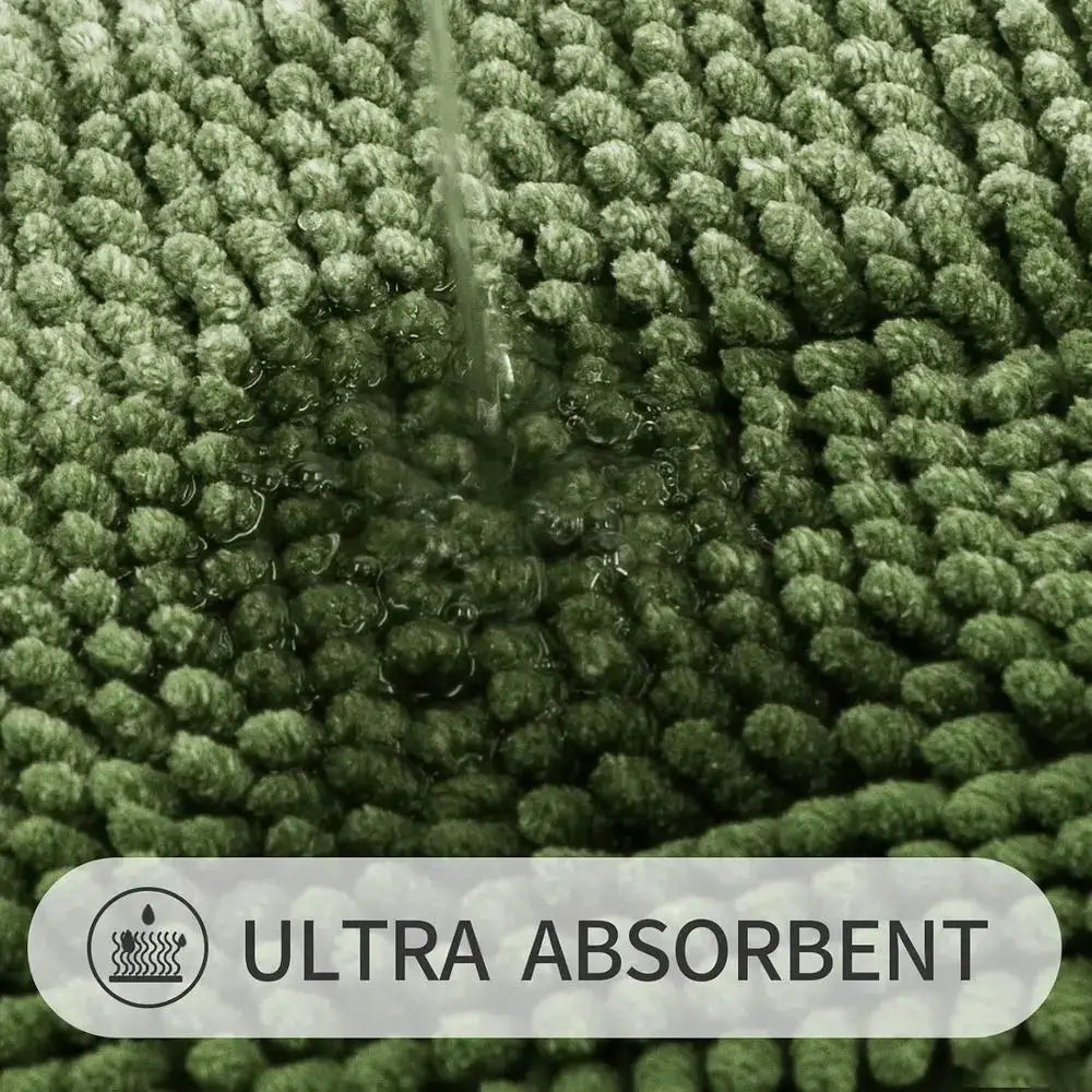 Green Bathroom Rug Set 2 Piece, Chenille Non Slip Bath Mat Set, Absorbent Shower Rug and Bath Room loor Mats, Quick Dry Bathmat from PriceLows™