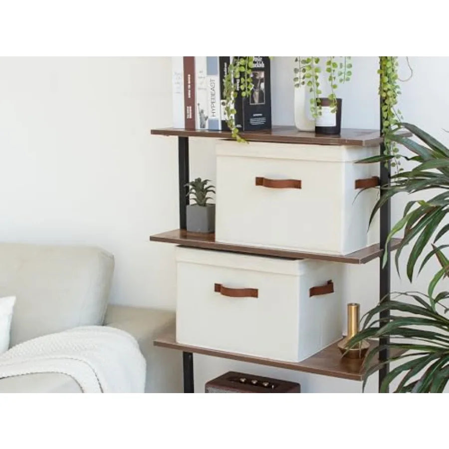 Fabric Storage Bins with Lid, Decorative Storage Boxes for Shelves, Stackable Closet Organizer Basket with Handles,,, 2-Pack from PriceLows™