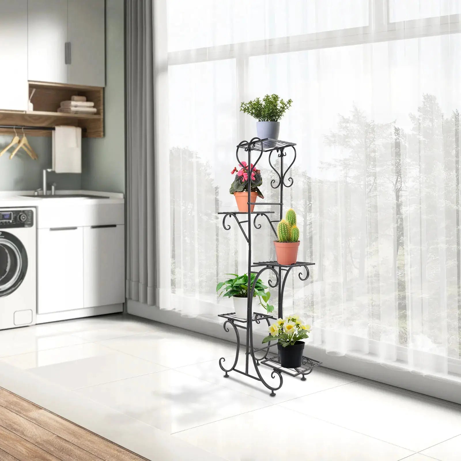 42inch Tall Metal Plant Stand Multi Tiered 5 Tier Multiple Flower Pots Holder Shelf Rack Display Stand Wrought Iron Planter Display Rack Potted Planter Shelves Organizer for Patio Balcony Garden from PriceLows™