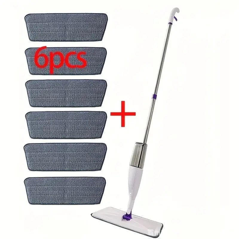 1 Set Spray Mop for Office Cleaning, Professional Commercial Floor Cleaner with 6 Reusable Pads, Efficient 360- Flexible Mop from PriceLows™