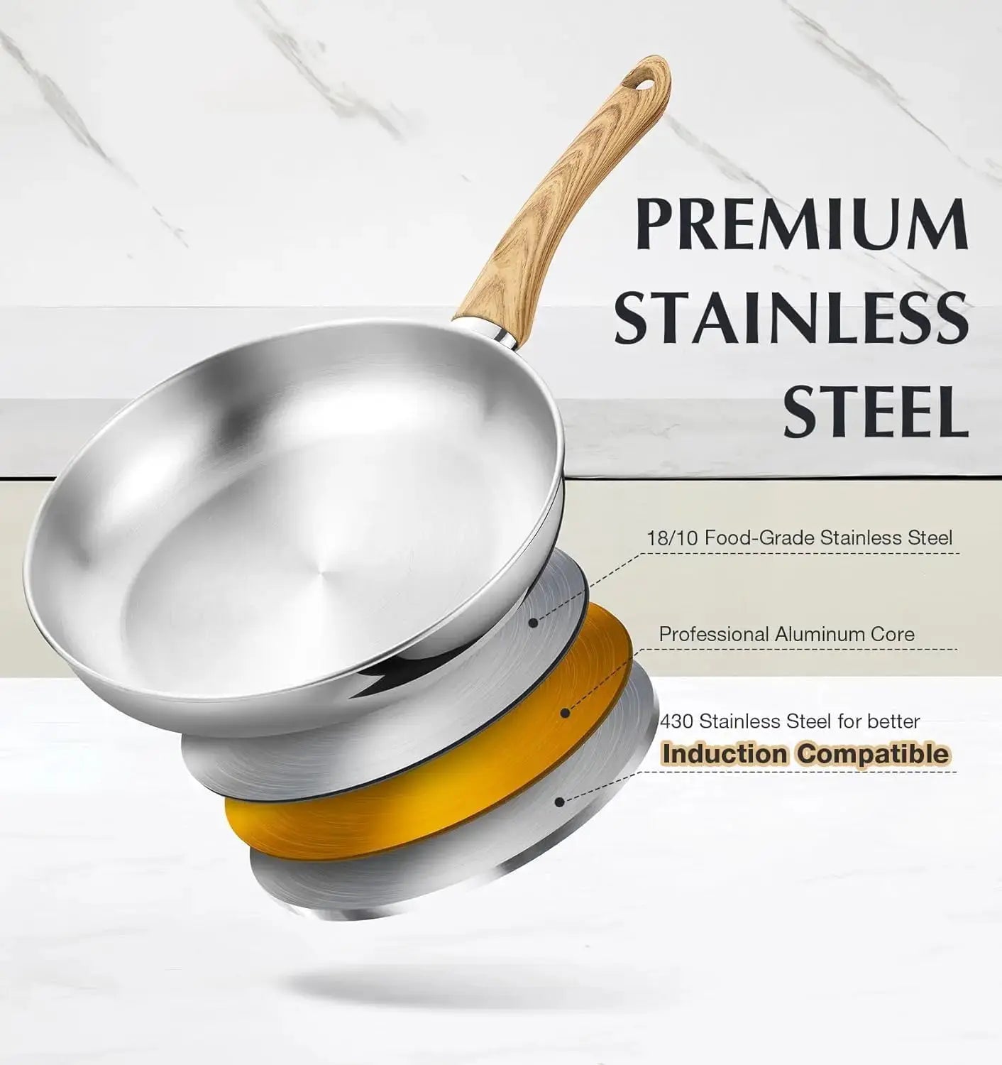 Stainless Steel Pots and Pans Set, Professional 18/10 Cookware Set Pots and Pans Set 12PCS with Cool-Touch Bakelite Handles from PriceLows™
