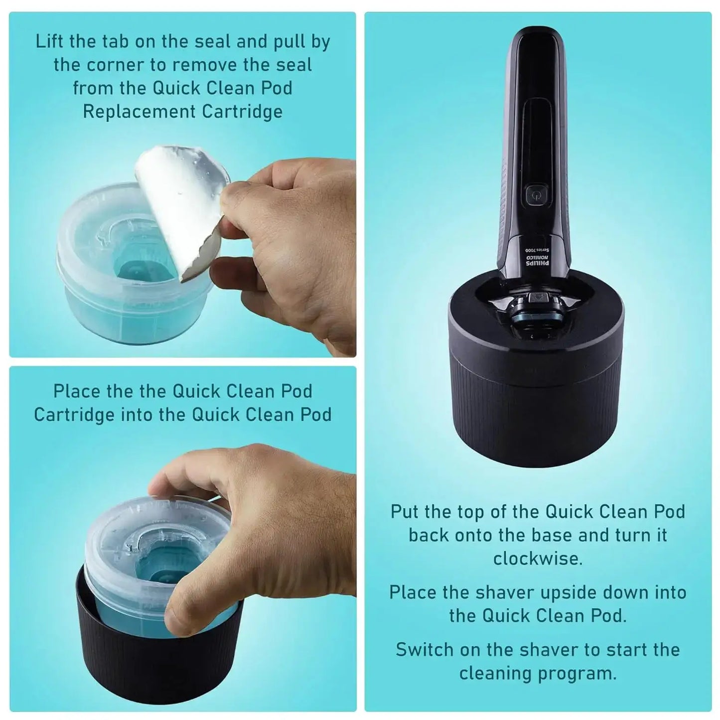 KVIFO 1-3PCS Quick Clean Pod Replacement Cartridge Compatible with Philips Norelco Quick Clean pods Just cleaning solution 160ML from PriceLows™