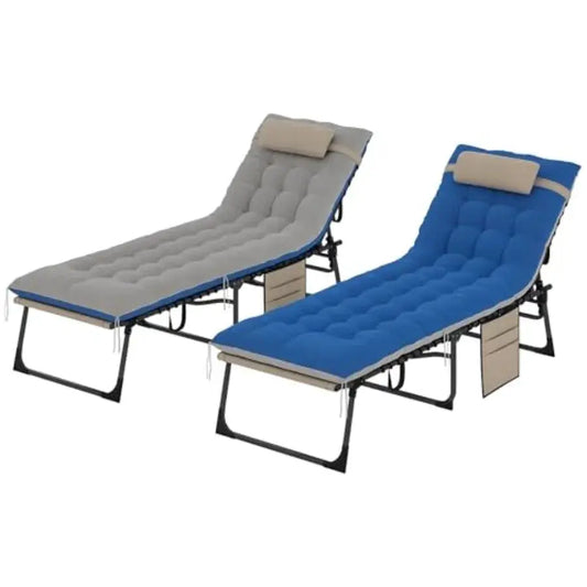 Chaise Lounge Chair Outdoor Set of 2, 5-Position Adjustable Outdoor Pool Lounge Chairs, Folding Tanning Chair Beach Lounger wit from PriceLows™