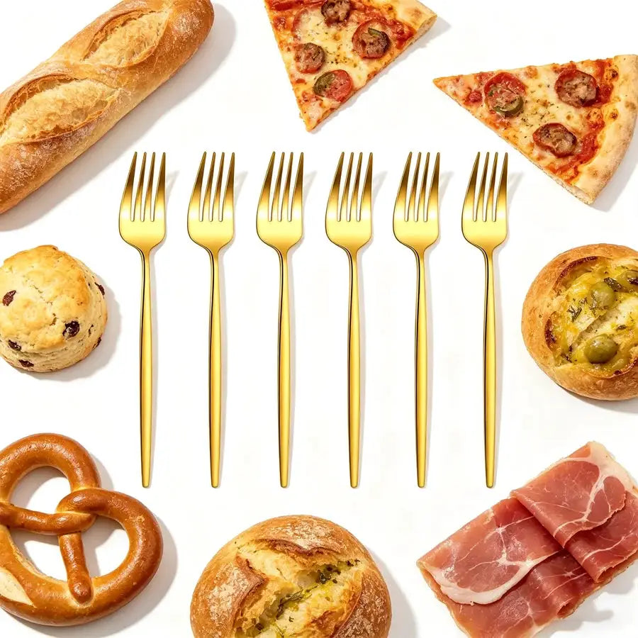 18-piece Gold Portuguese Stainless Steel Dining Fork Set - Elegant and Grand, Includes Dinner Forks and Steak Forks - Suitable f from PriceLows™