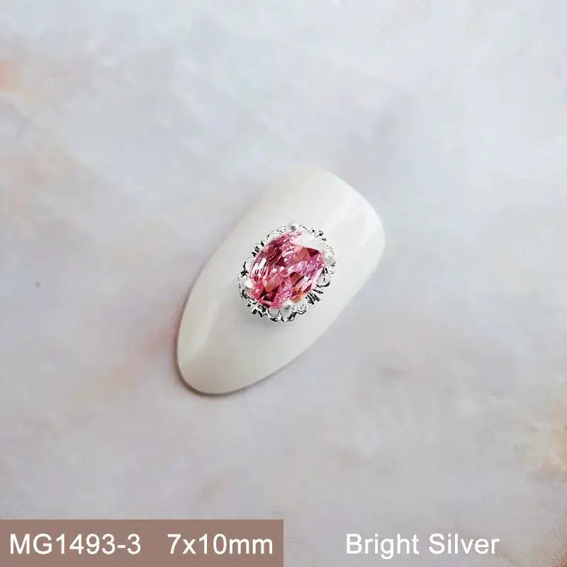 10pcs Pink Black Blue Oval Drop Round Zircon Bright Silver Nails Jewelry Decorations Nail Art Accessories Charms Parts Supplies from PriceLows™