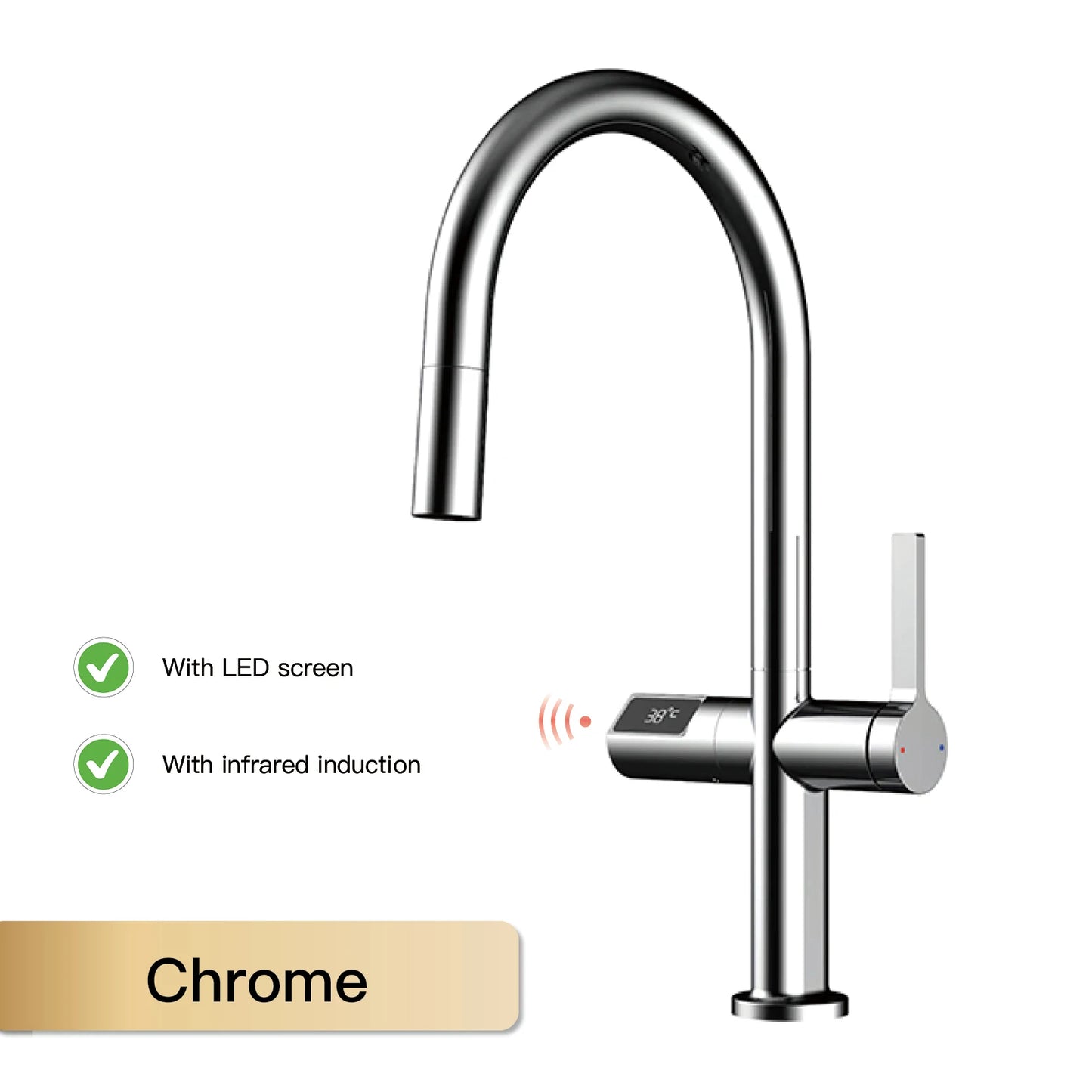 Kitchen Faucet | Digital Display | Gun Gray Brass | Two Function