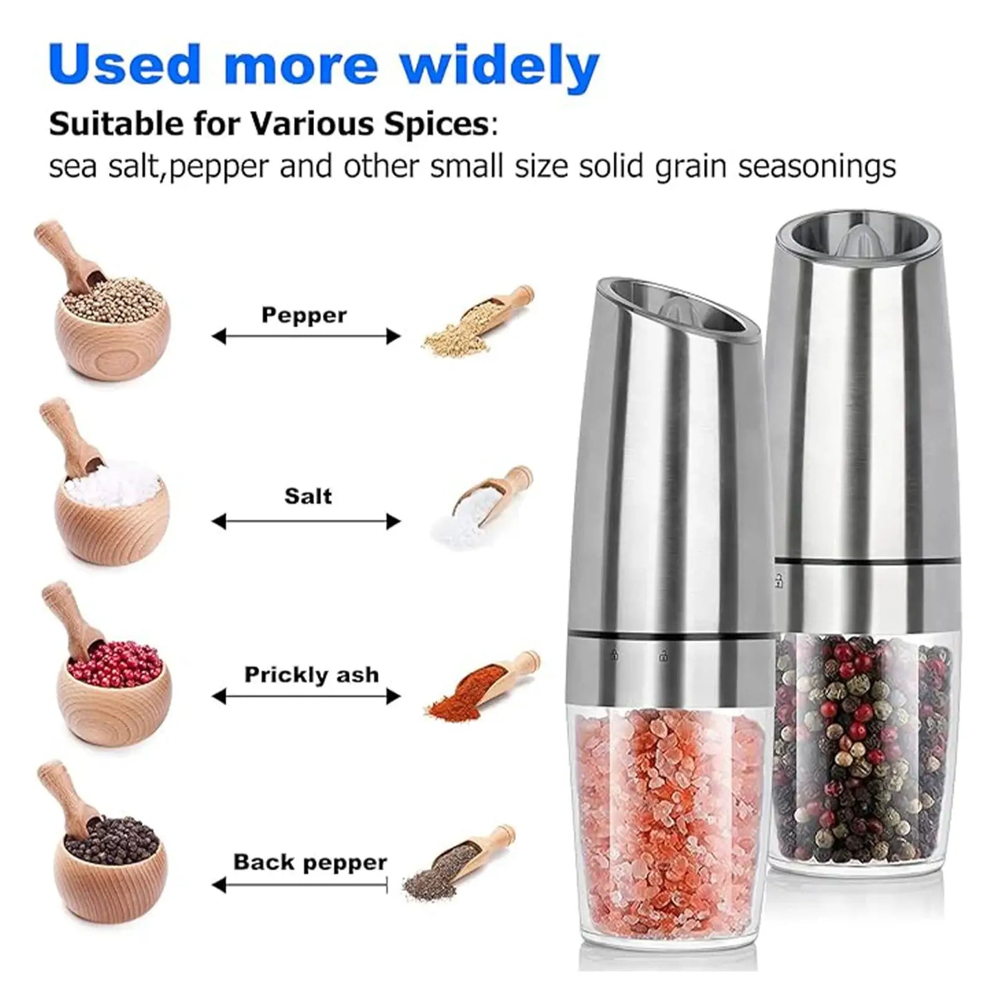 Electric Salt And Pepper Grinder Set | LED Light | One Hand Automatic | 1pc 2pcs