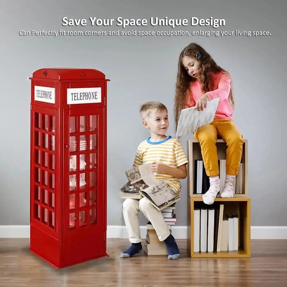 5-Tier Wooden Telephone Booth-Style Bookshelf, Cute Floor Standing Storage Rack for Kids & Adults, Decorative Book Organizer Dis from PriceLows™