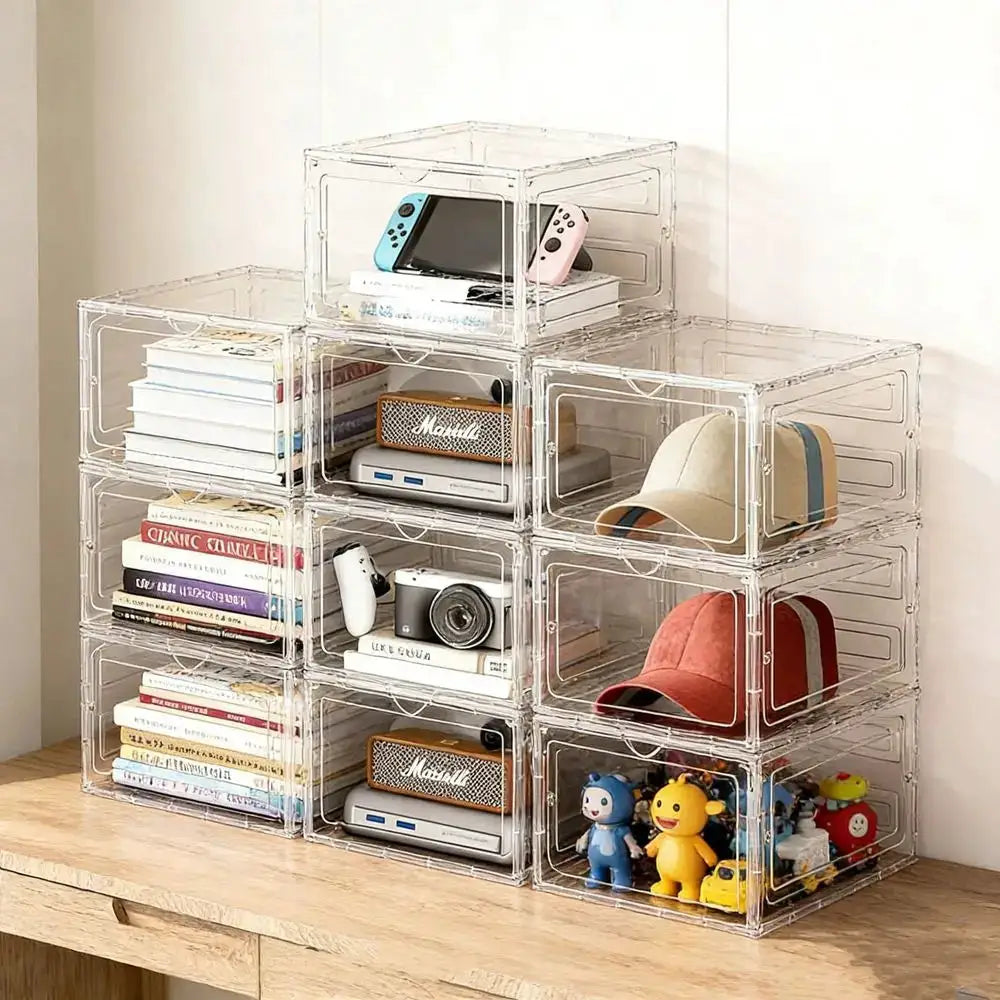 12 Pack Extra Large Clear Shoe Boxes With Lids Stackable Shoe Rack Design, Dustproof Moisture Resistant, Sneaker Shoe Box Organ from PriceLows™