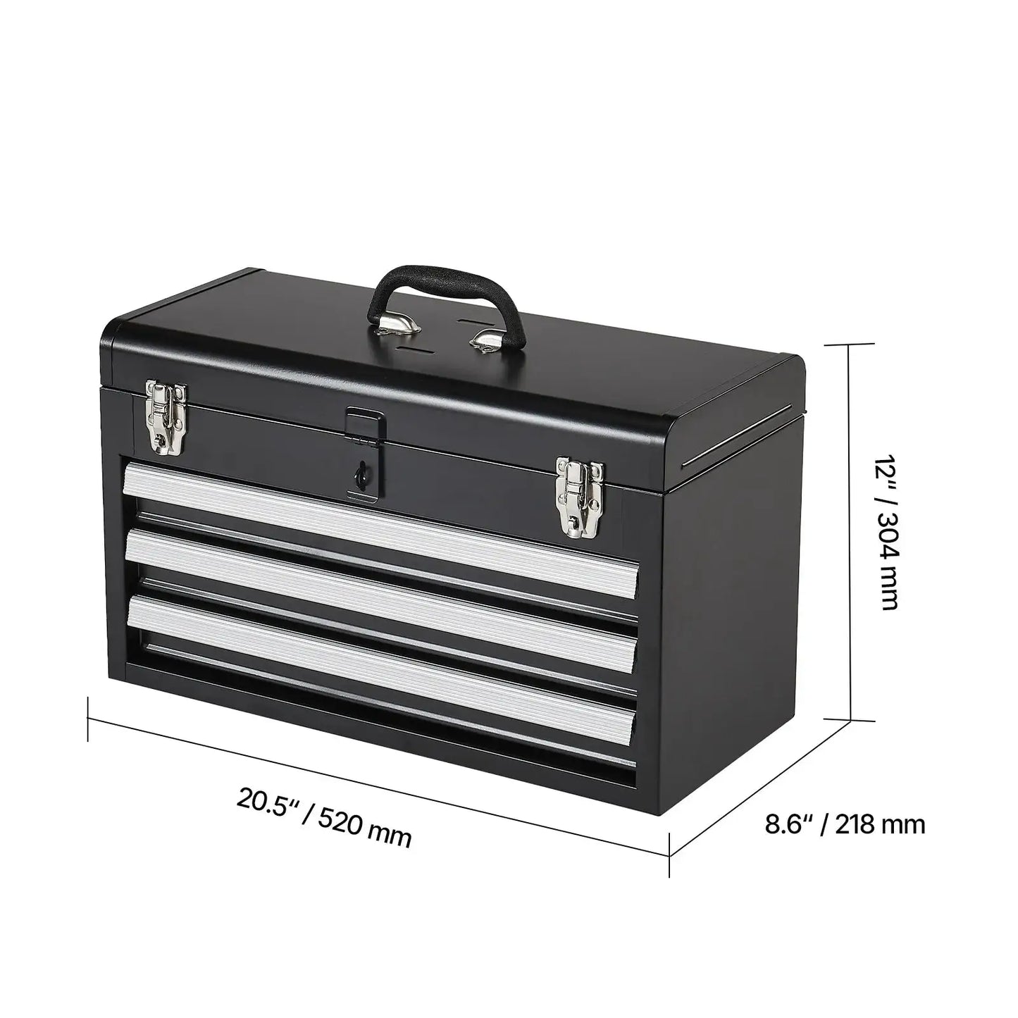 SucceBuy 20in 3-Drawer Metal Tool Box Black/Red Tool Chest with EVA Liners Multifunction Tool Organizer for Garage & Workshop from PriceLows™