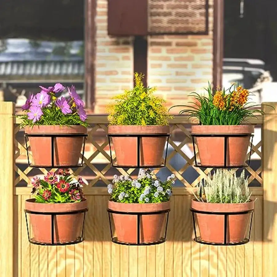 Iron Hanging Plant Holder Over The Rail Metal Fence Planters, Hanging Bucket Flower Pot Holder for Patio Balcony Outdoor Plants from PriceLows™