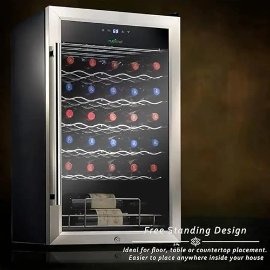 Wine fridge for home, office kitchen: stainless steel, black, ultra quiet operation with adjustable temperature 41F64F from PriceLows™