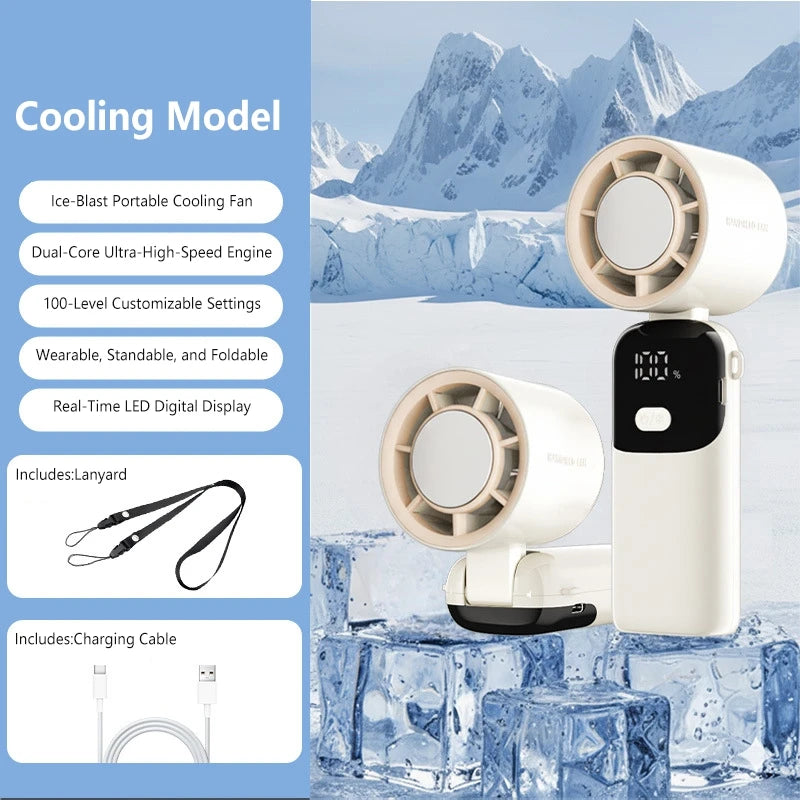 Lenovo Portable Fan | 100 Speed Levels | Foldable Design | One Size