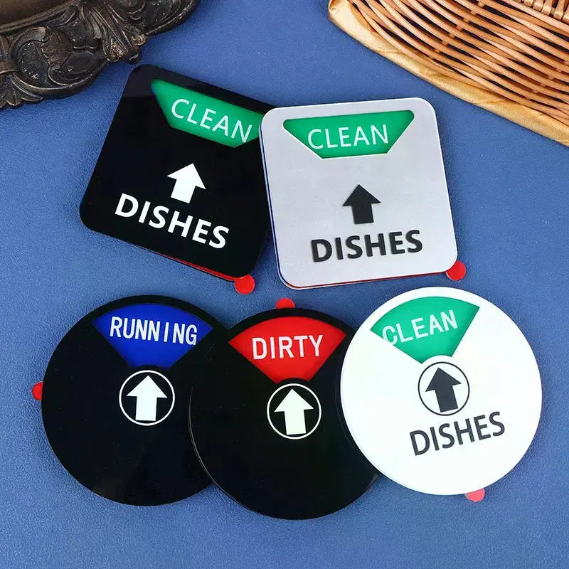 Dishwasher Clean Dirty Magnet | Acrylic Sign | Magnetic Backing | Black