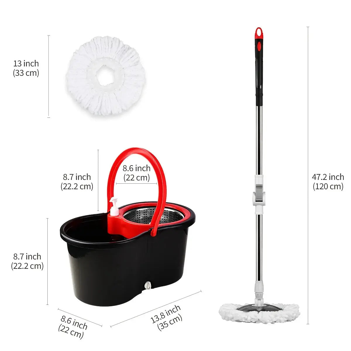 360° Spin Mop Bucket Set with Wringer, Stainless Steel Basket & Rotating Microfiber Mop Head from PriceLows™