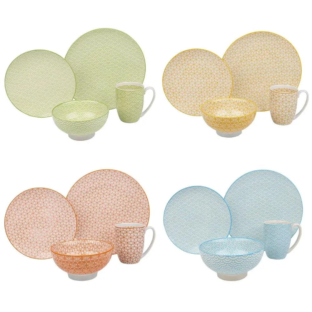 Vancasso Natsuki 16 Pieces Porcelain Multi-Colour Japanese-style Dinnerware Set with 4PCS Dinner Plate Dessert Plate Bowl Mug from PriceLows™