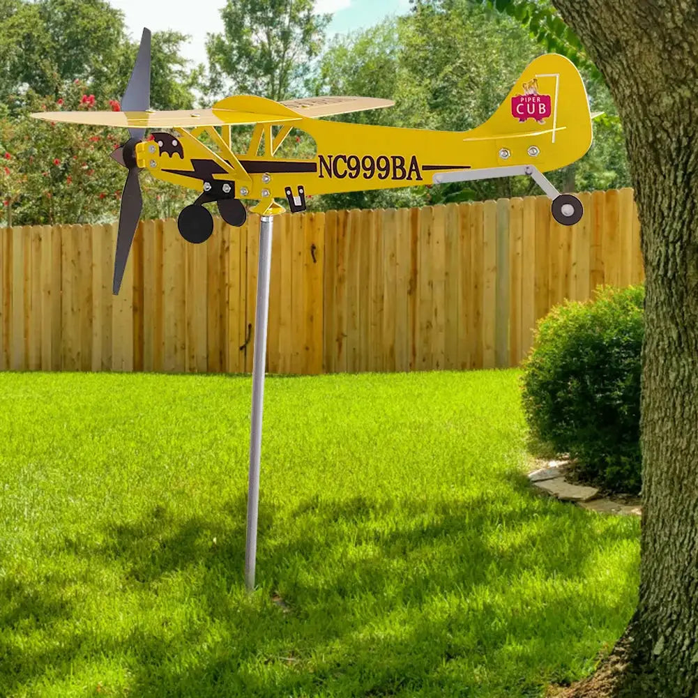 3D Plane Weather Vane Creative Chic Metal Airplane Garden Weather Vane Plug Decor Anti-corrosion Weatherproof for Outdoor Garden from PriceLows™