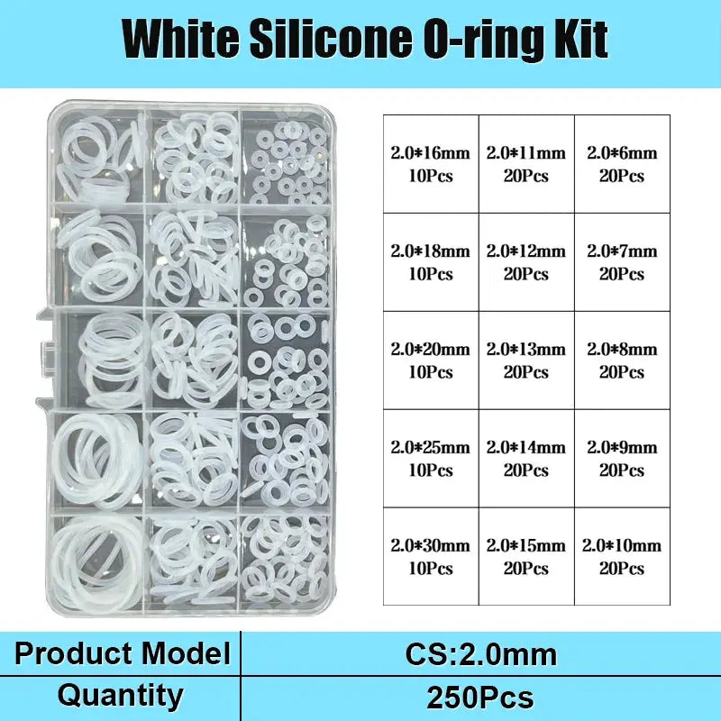 White Silicone O-ring VMQ O Ring Seal Gasket CS 1.5/2.0/2.4/3.1mm Insulated Waterproof Washer Round O Shape Oring Kit from PriceLows™