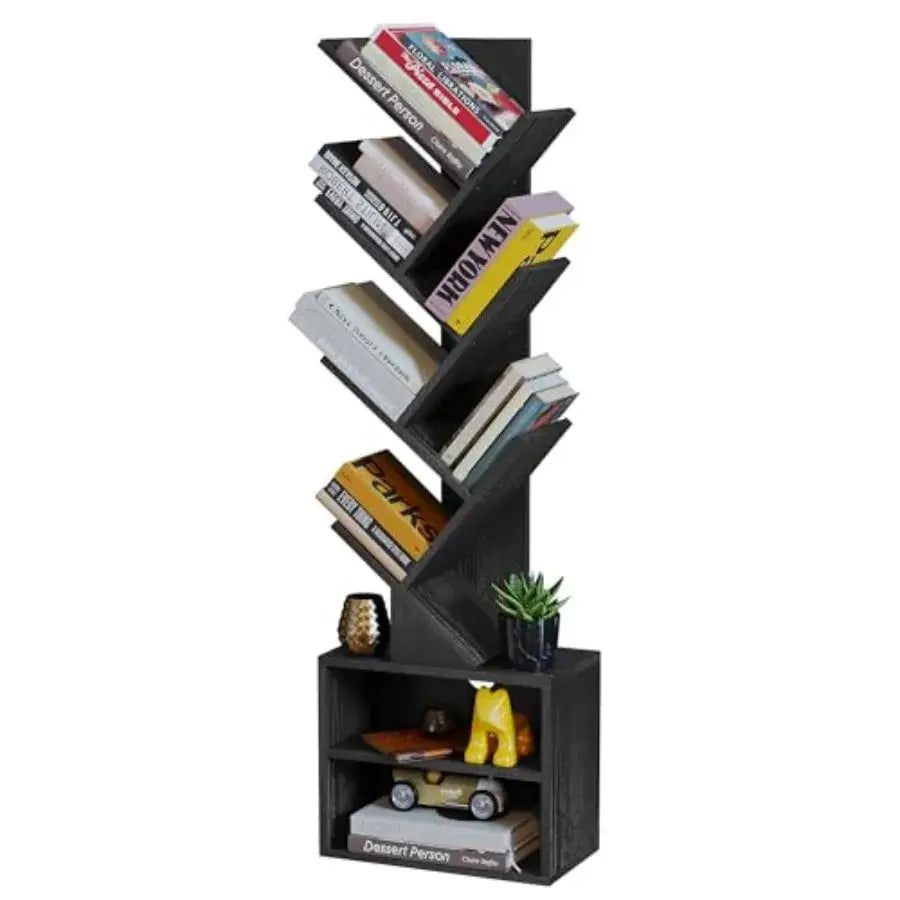 6 Tier Tree Bookshelf, Small Bookcase with Storage Cabinet, Modern Narrow Bookshelves Organizer, Floor Standing Book Shelf for from PriceLows™