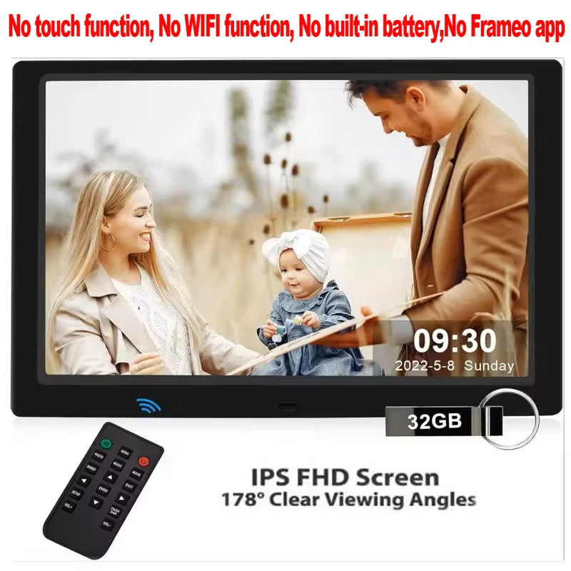 Digital Photo Frame | 1280x800 IPS Display | 1080P Video Playback | 10 Inch