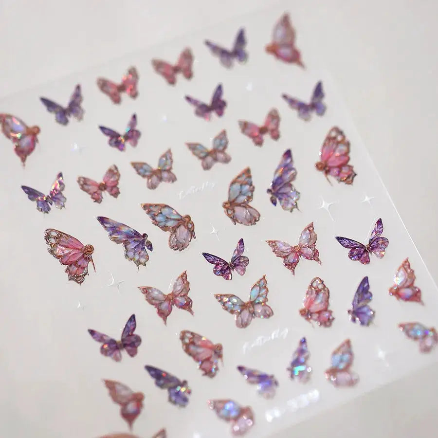 1Pcs 5D Embossed Aurora Butterfly Nail Art Stickers Self Adhesive Decals For Nails Decoration DIY 3D Acrylic Nail Supplies Parts from PriceLows™