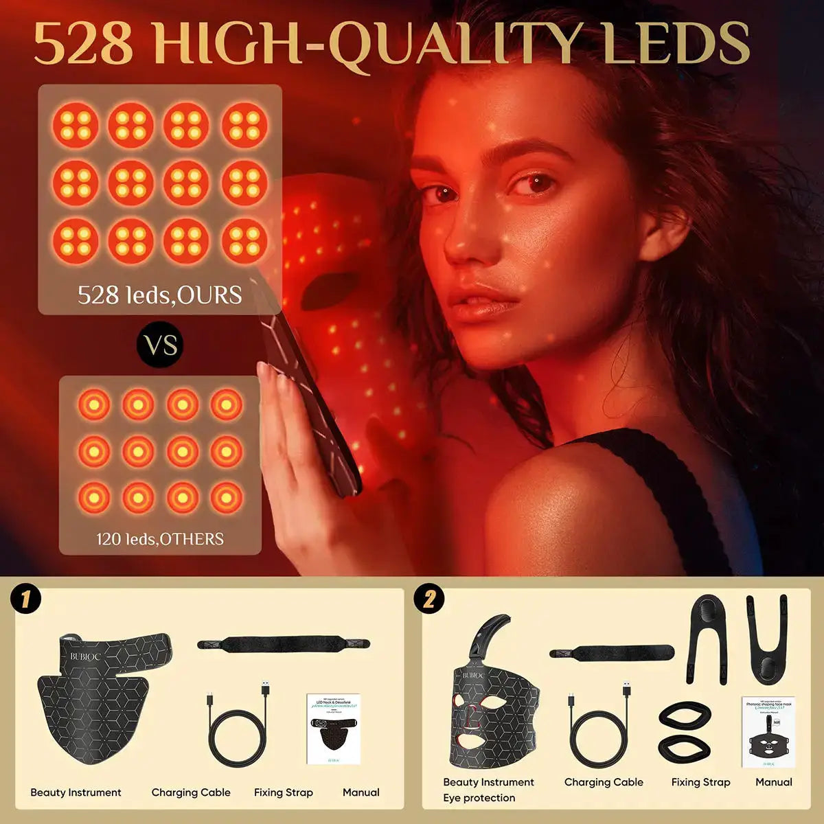 Red Light Near Infrared Therapy Portable Silicone LED Face Mask for Anti Aging Repair Skin Brighten Skin Tone Tighten Home Use from PriceLows™