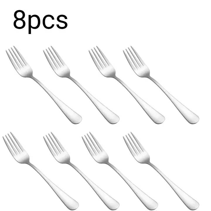2/4/8pcs Stainless steel dessert fork, suitable for fruit mooncake cake snacks, tea, fruit salad, perfect for restaurant, party from PriceLows™
