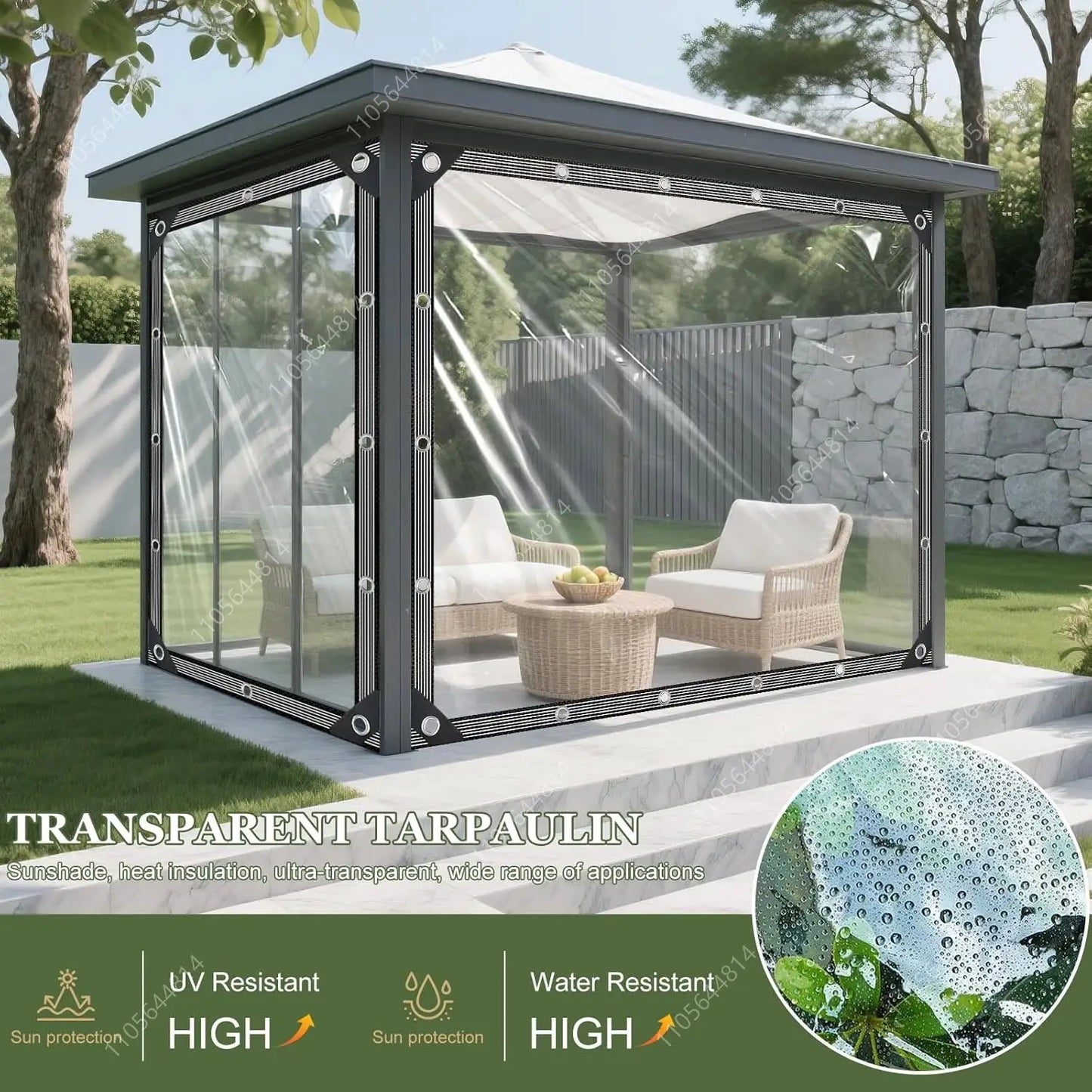 Outdoor Clear PE Windbreak Tarp | Waterproof Snow Resistant Side Screen