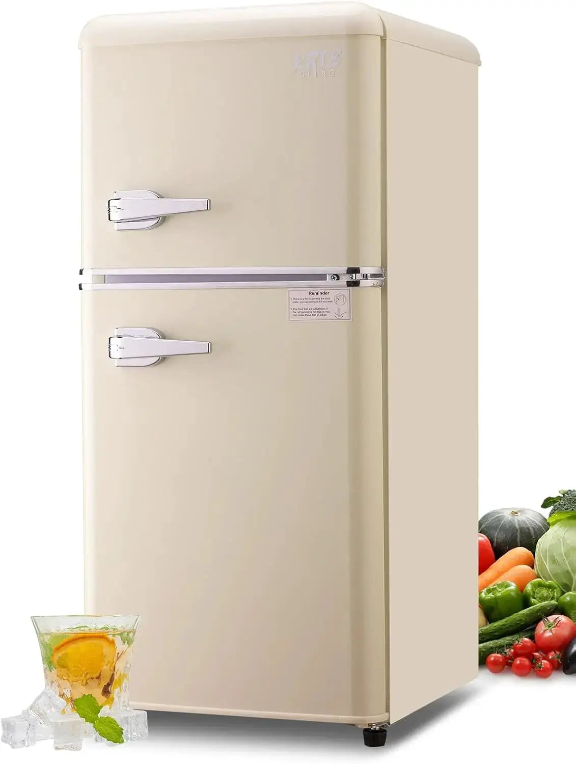 KRIB BLING 3.2 Cu.ft Compact Refrigerator, Mini Fridge with Freezer, Retro Design Small Drink Chiller for Home, Office from PriceLows™
