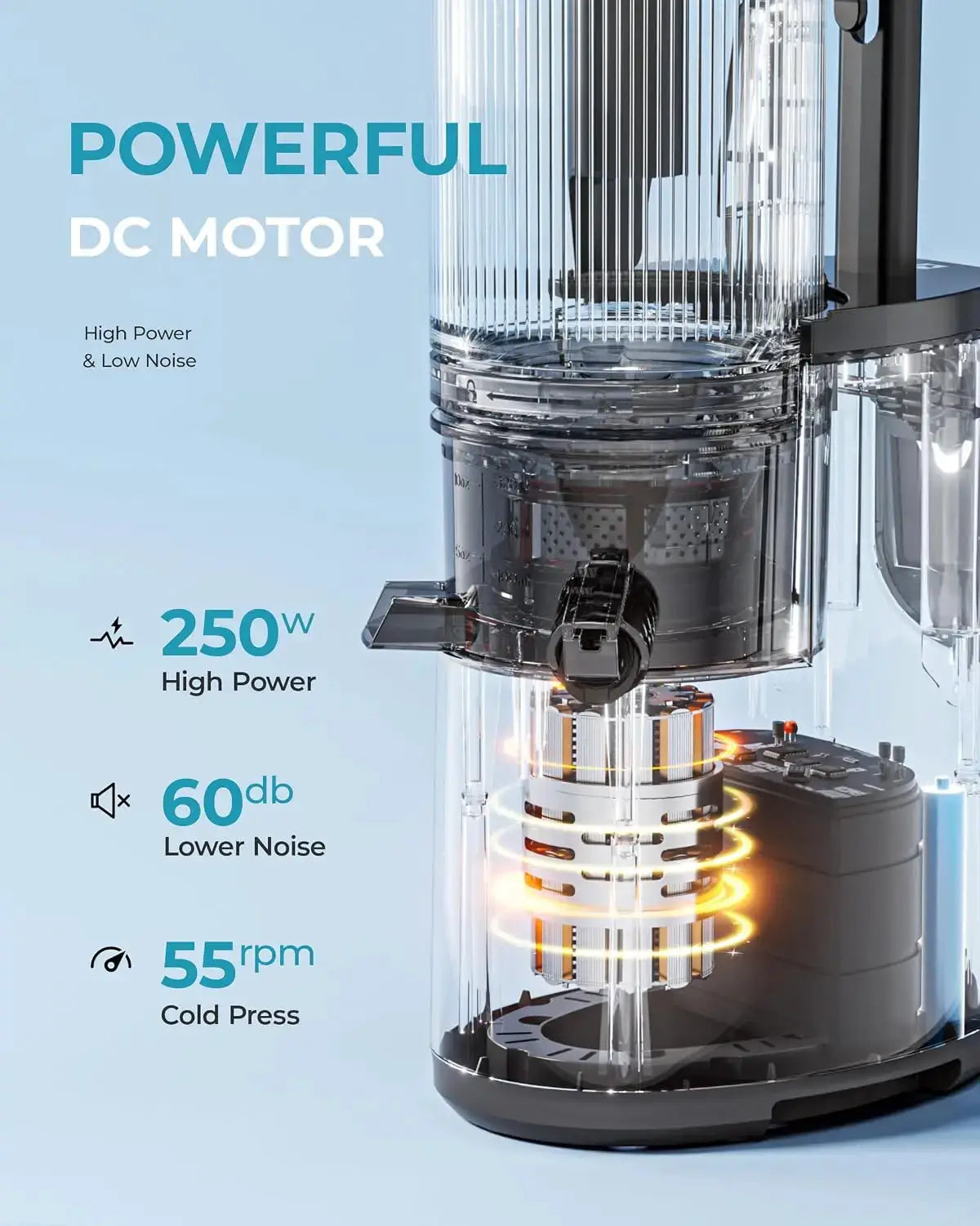 5.4" Extra Large Feed Chute Cold Press Juicer, 250W Slow Masticating Juicer, 99.6% Juice Yield, Reverse Function, Easy Clean, Black from PriceLows™