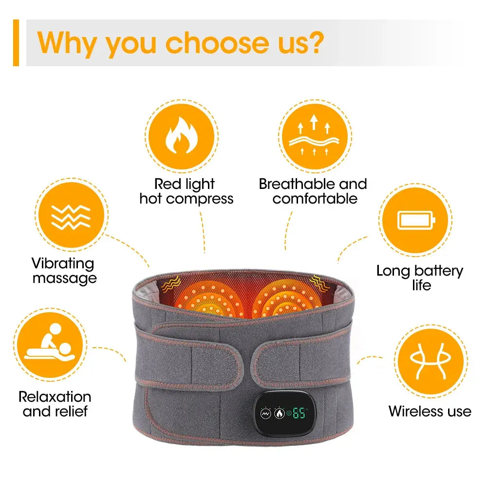 Heated Lumbar Brace | Electric Massager | Office Support | One Size