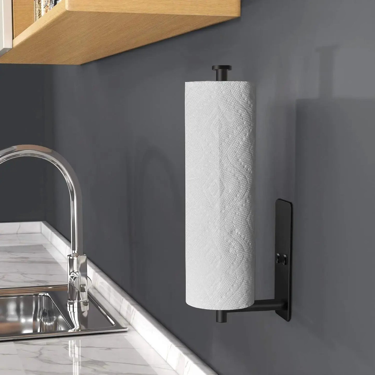Strong Adhesive Paper Towel Holder, Adjustable Kitchen Organizer, for Countertop or Wall, Rust Proof from PriceLows™