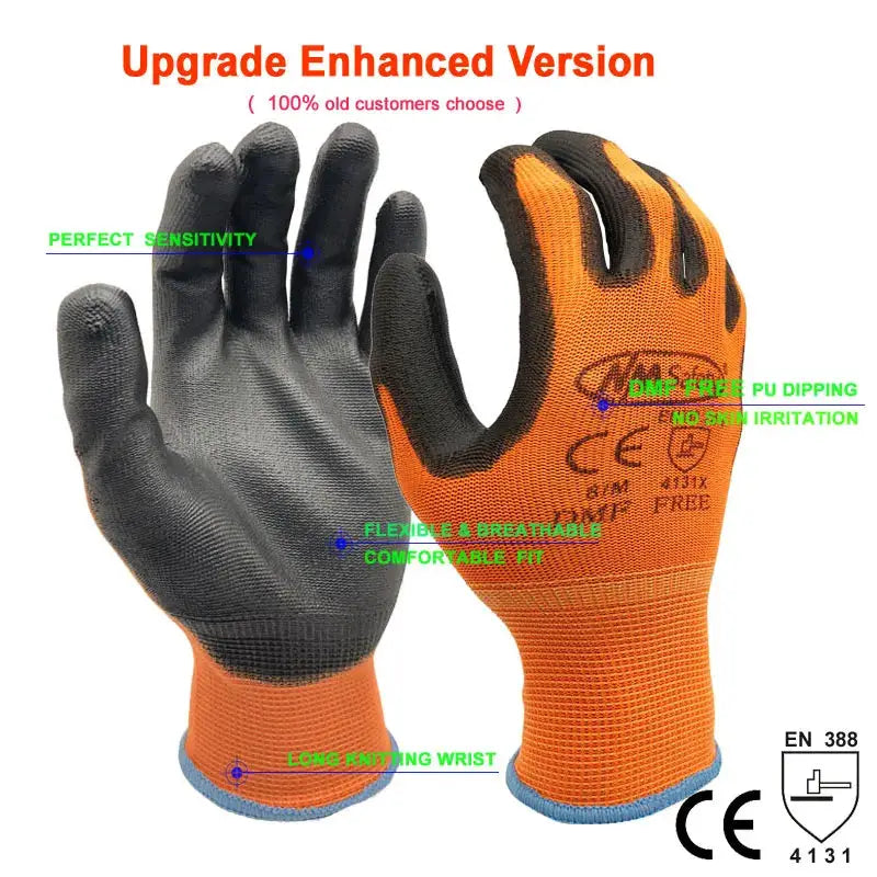 1 Pairs Work Gloves For PU Palm Coating Safety Protective Glove Nitrile Professional Safety Suppliers from PriceLows™