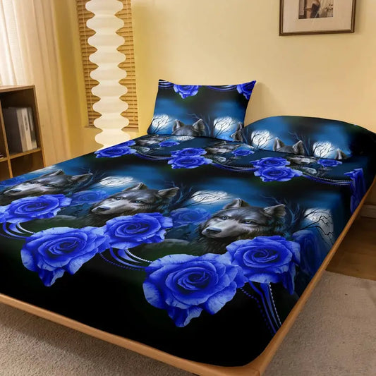 1 Simple modern Plant Flower animal printed matte Fitted Sheet, bedroom printed bed cover, bedding (excluding pillowcases) from PriceLows™