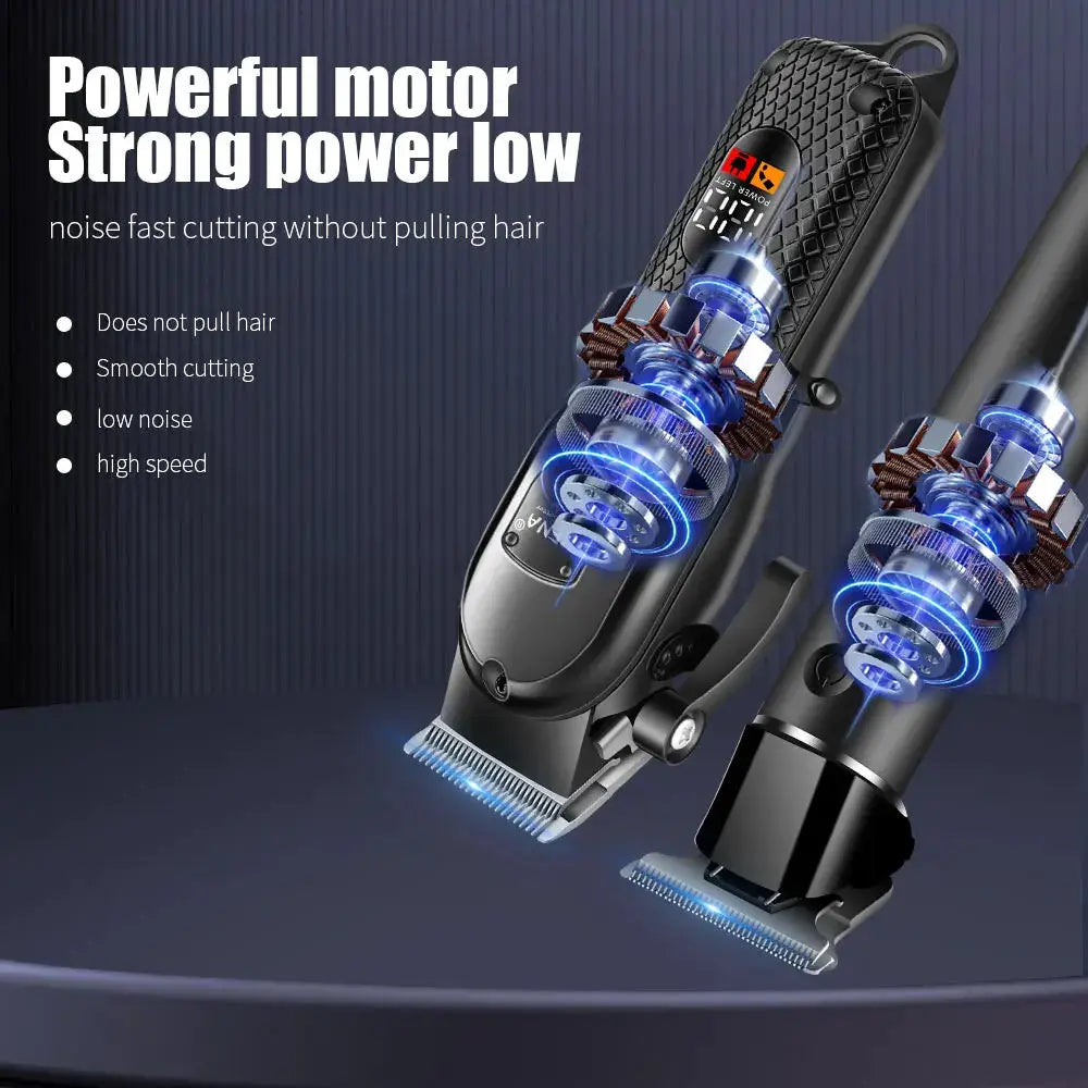 Hair Clipper Kit | Stainless Steel Blades | LCD Display