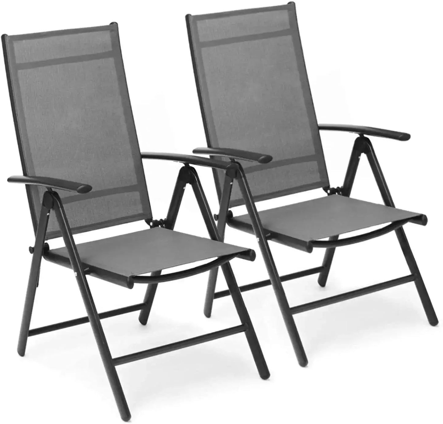 2PCS Foldable Lounge Chair Patio Folding Dining Chairs Aluminum Padded Adjustable High Back Lightweight Lawn Chair, Load 120kg from PriceLows™
