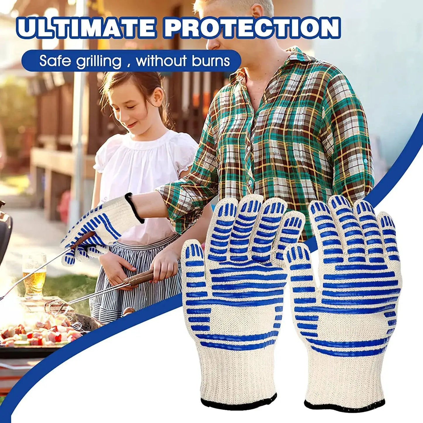 BBQ Gloves | Non-Slip Grill-Ready Grip | Heat Resistant For Cooking | One Size